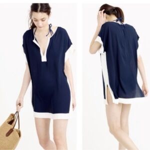 J. Crew Navy and White Swim Cover-Up